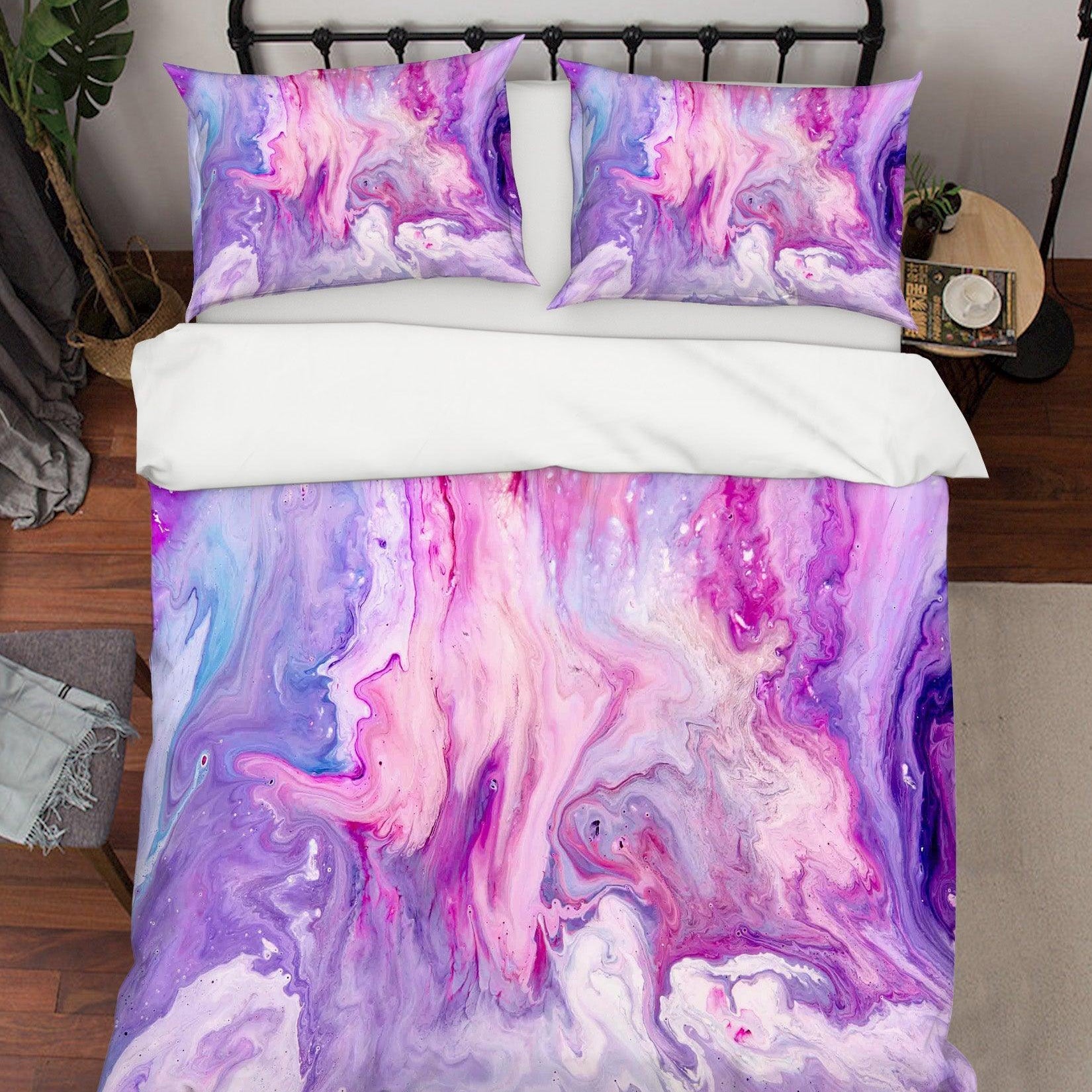 3D Purple Watercolor Quilt Cover Set Bedding Set Pillowcases 29- Jess Art Decoration
