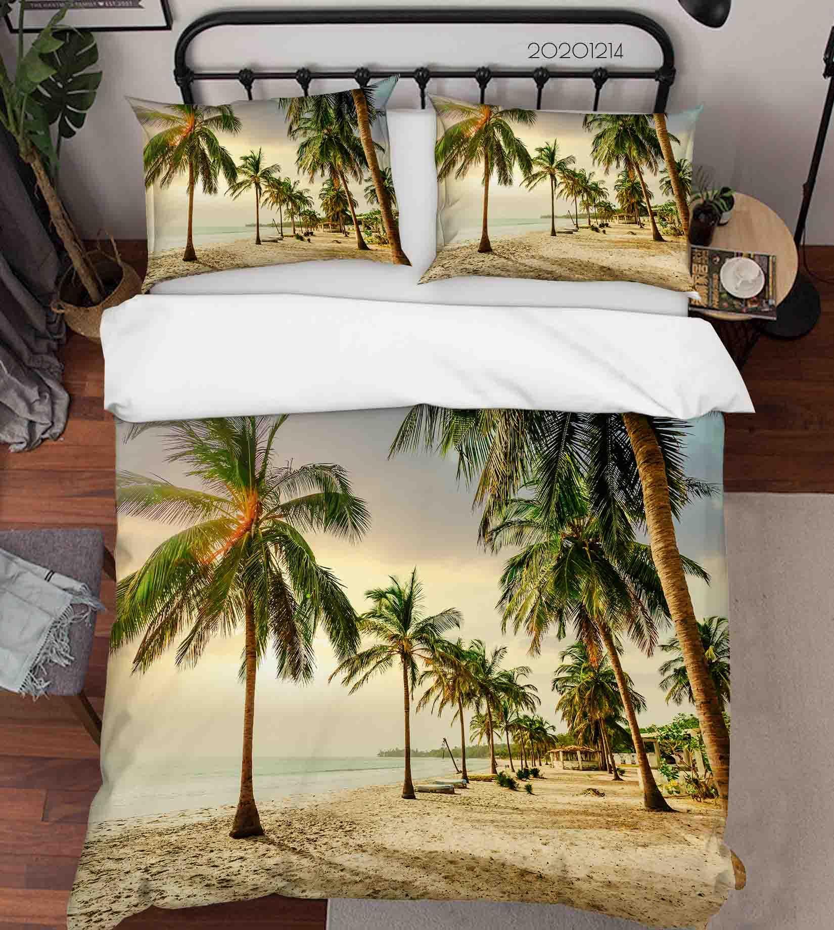 3D Landscape Beach Palm Tree Plant Quilt Cover Set Bedding Set Duvet Cover Pillowcases LXL- Jess Art Decoration