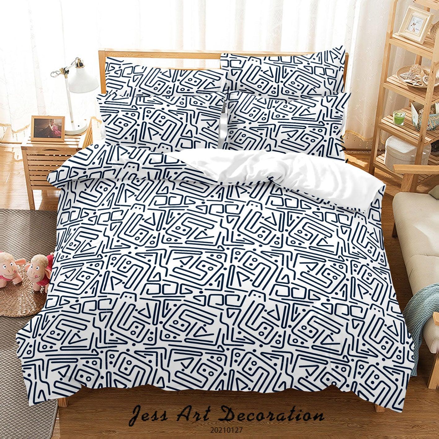 3D Abstract Geometry Line Quilt Cover Set Bedding Set Duvet Cover Pillowcases 178- Jess Art Decoration