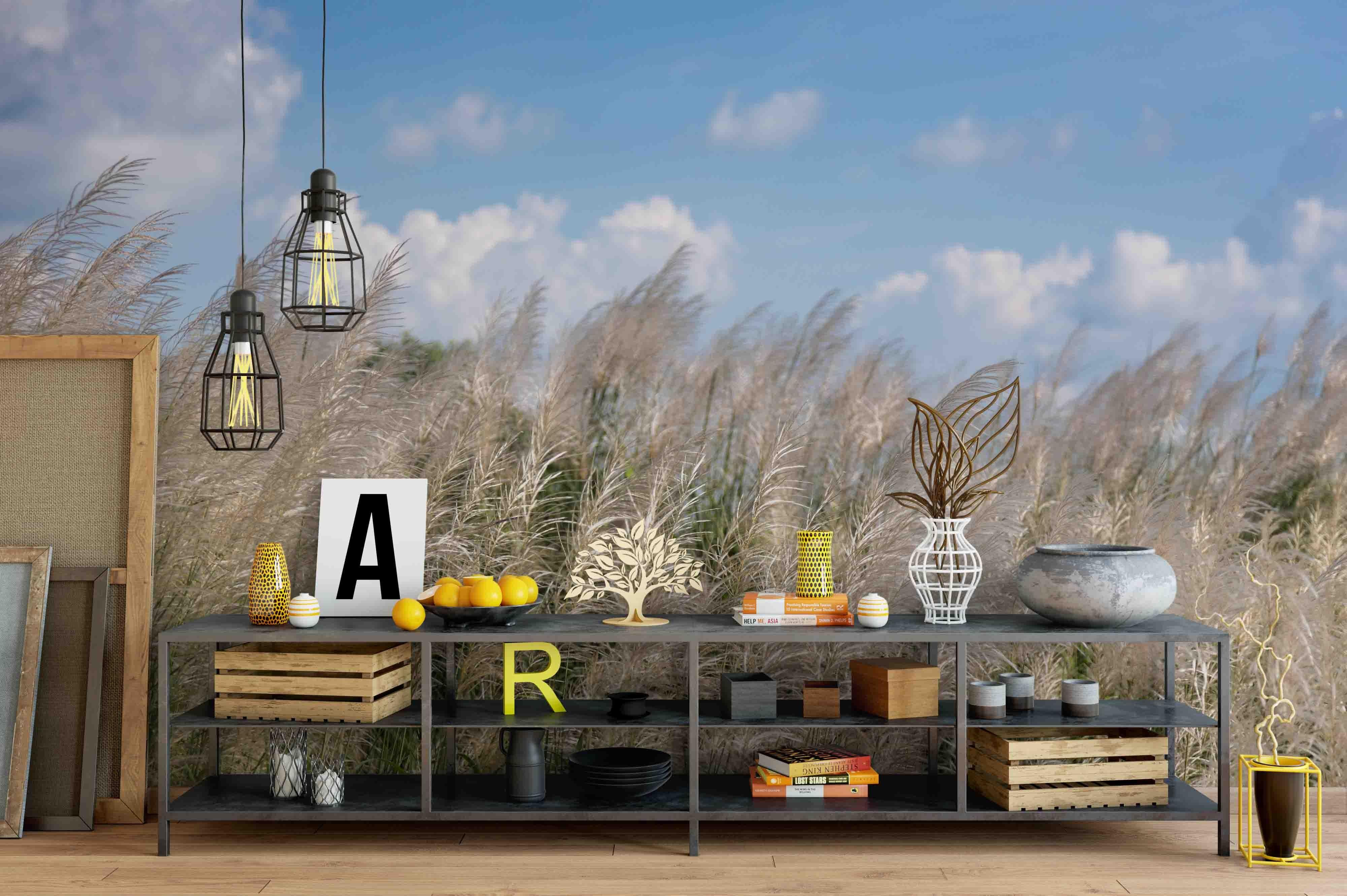 3D blue sky reed wall mural wallpaper 14- Jess Art Decoration