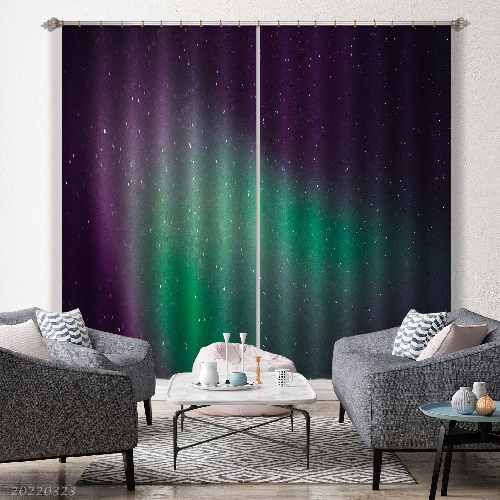3D Abstract Starry Sky Purple Green Curtains and Drapes GD 2727- Jess Art Decoration