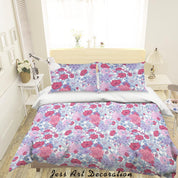 3D Colourful FLowers Leaves Pattern Quilt Cover Set Bedding Set Duvet Cover Pillowcases WJ 1465- Jess Art Decoration