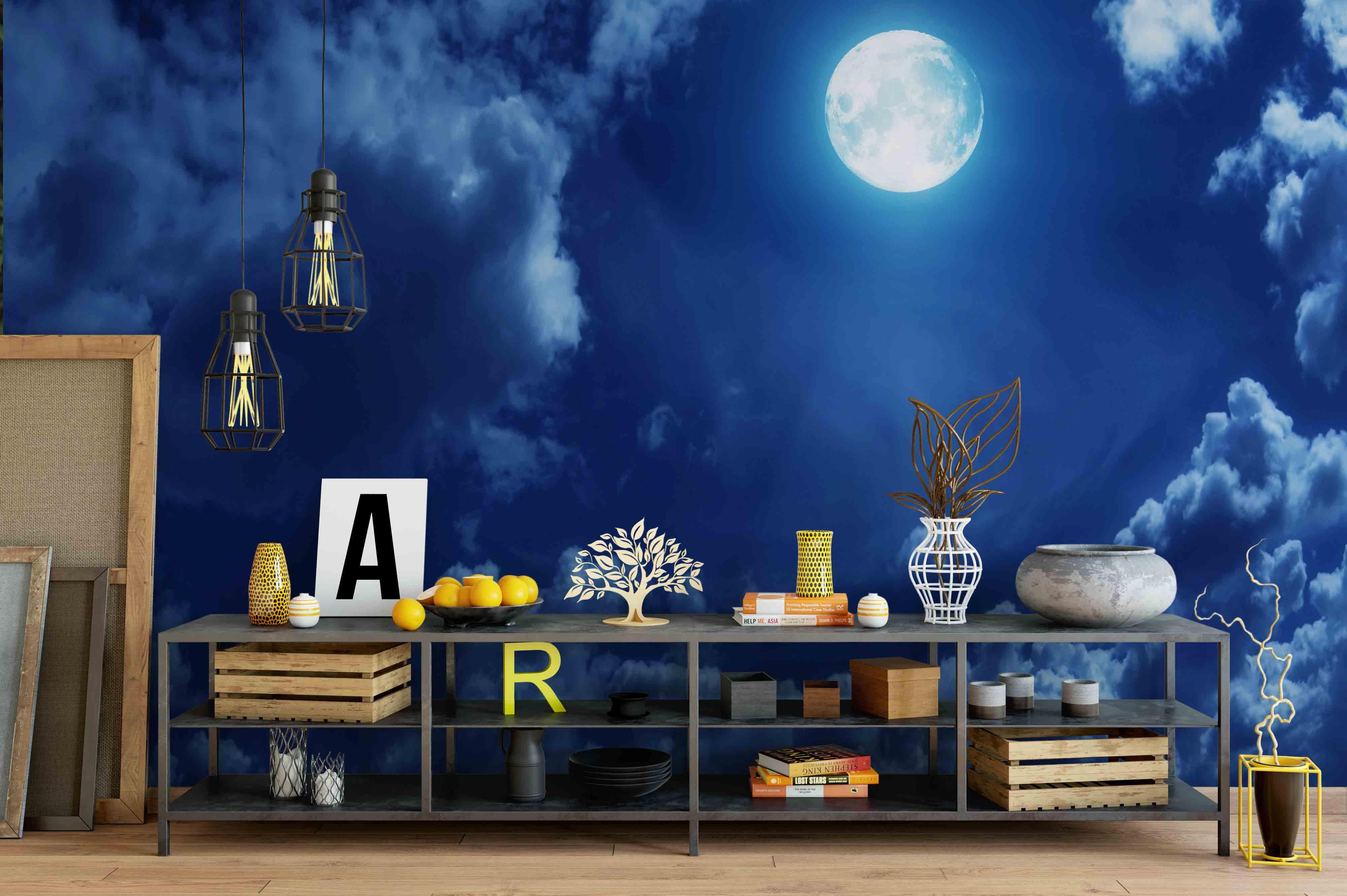 3D Moon Sky Clouds Night Wall Mural Wallpaper 231- Jess Art Decoration