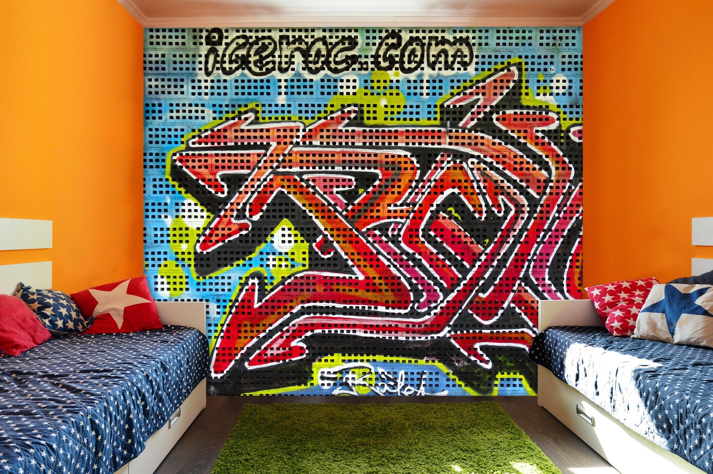 3D Abstract Red Shape Graffiti Wall Mural Wallpaper 93- Jess Art Decoration