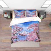 3D Landscape Japan Fuji Mountain Cherry Blossom Pink Floral Quilt Cover Set Bedding Set Duvet Cover Pillowcases LXL- Jess Art Decoration
