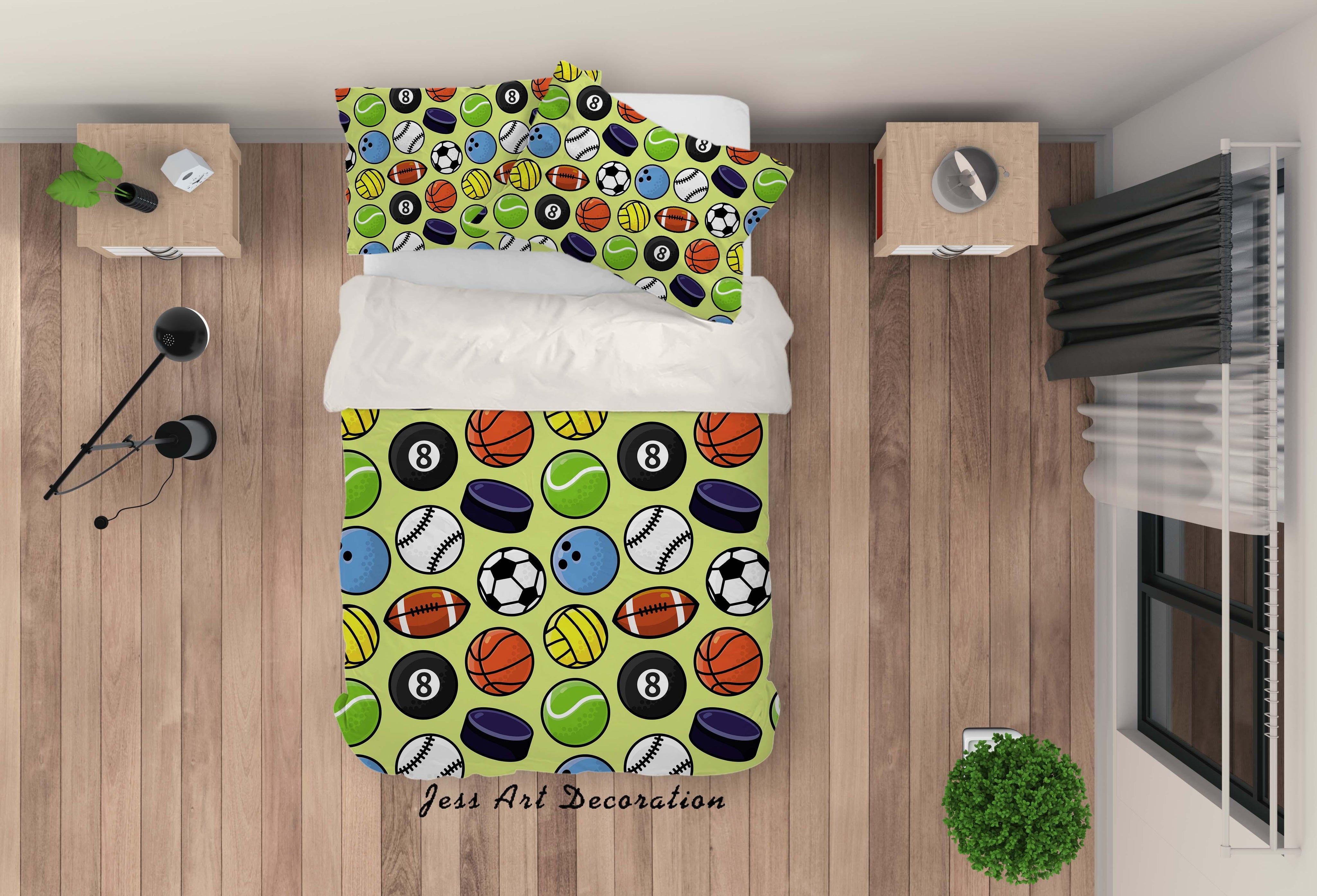 3D Ball Football Basketball Rugby Pattern Quilt Cover Set Bedding Set Duvet Cover Pillowcases WJ 6835- Jess Art Decoration