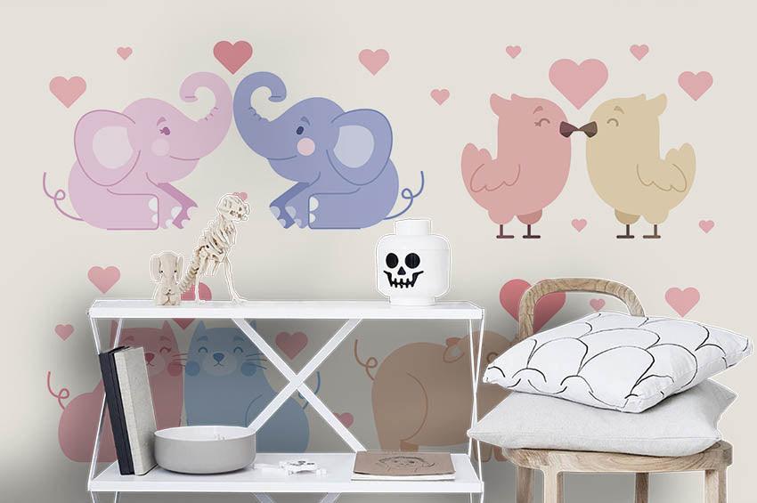 3D Cartoon Elephant Pig Chicken Wall Mural Wallpaper 139- Jess Art Decoration
