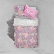 3D Tropical Leaves Pink Quilt Cover Set Bedding Set Pillowcases 11- Jess Art Decoration