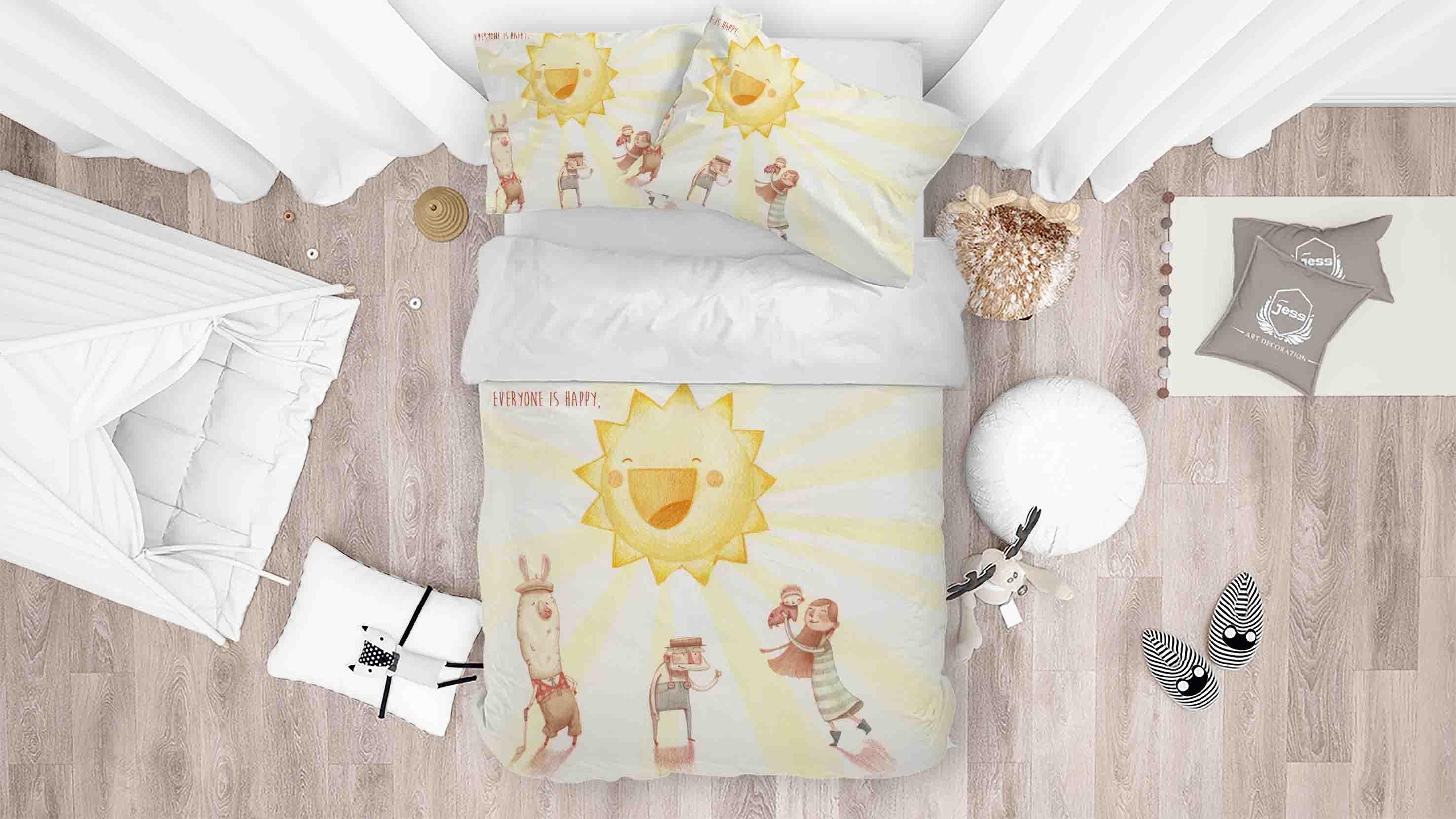 3D Cartoon Sun Alpaca Grandpa Mother Baby Quilt Cover Set Bedding Set Duvet Cover Pillowcases SF042- Jess Art Decoration