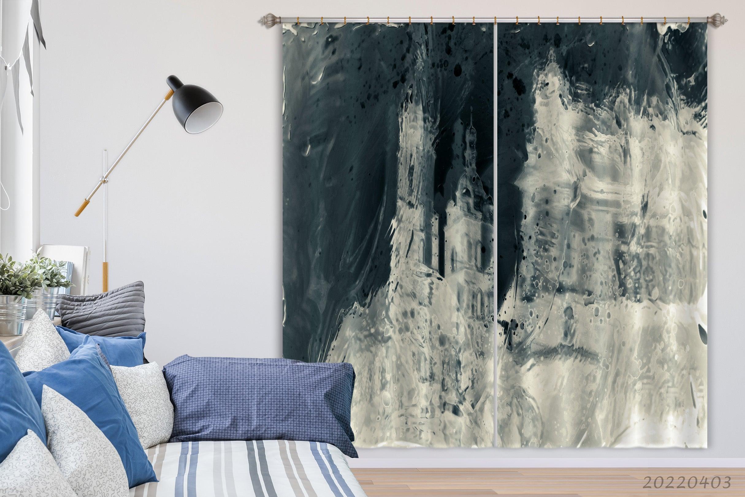 3D Abstract Architecture Pattern Texture Curtains and Drapes GD 3313- Jess Art Decoration