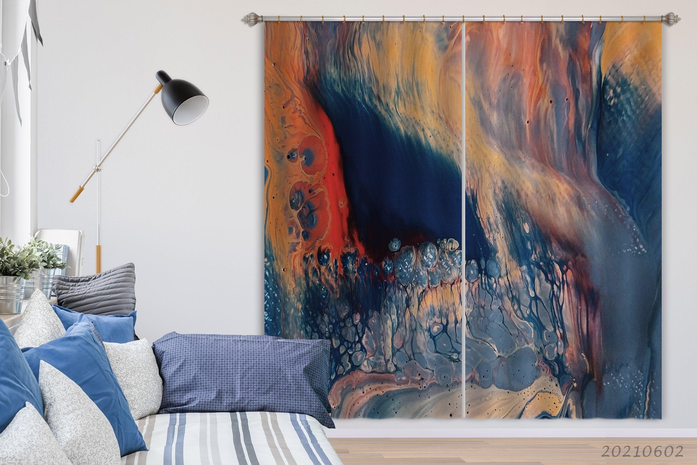 3D Abstract Blue Blister Water Texture Curtains and Drapes GD 666- Jess Art Decoration