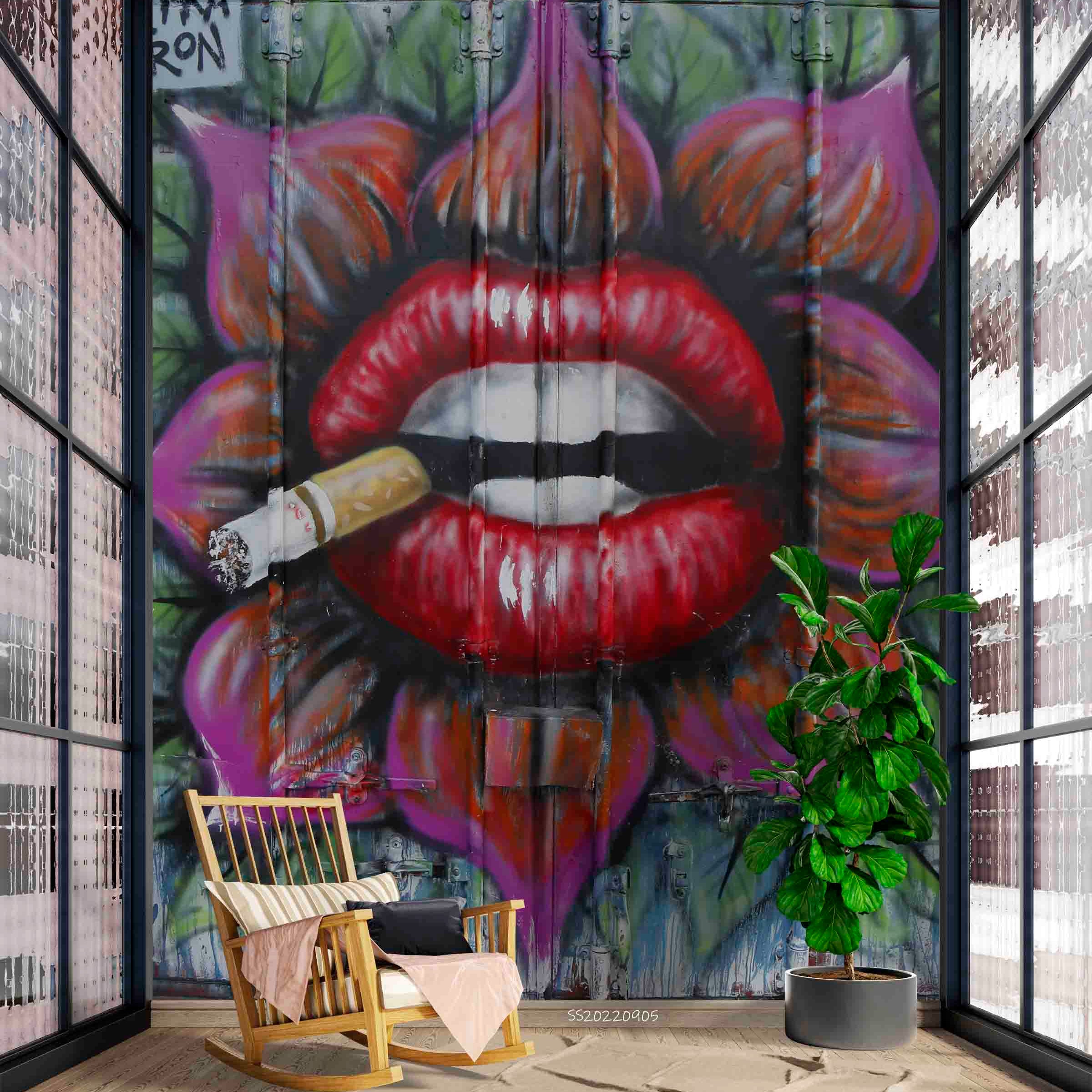 Abstract Artistic Graffiti Wallpaper urban graffiti wall mural for teen room, studio or feature wall - view 2