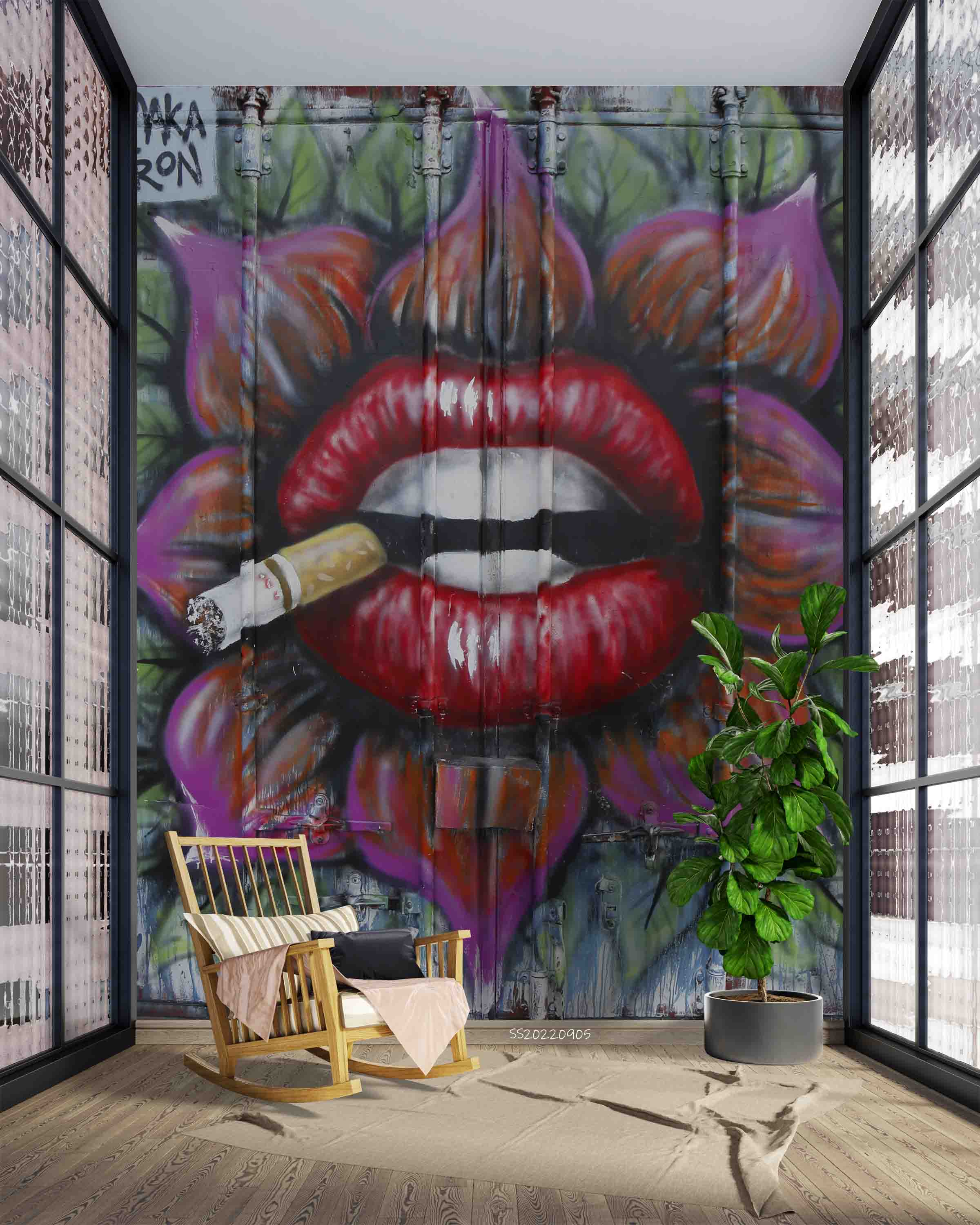 Abstract Artistic Graffiti Wallpaper urban graffiti wall mural for teen room, studio or feature wall - view 2