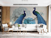 3D Hand-painted Blue Peacock Floral Wall Mural Wallpaper SWW5085- Jess Art Decoration