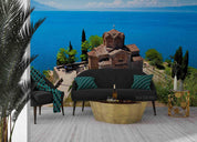3D Blue Sea Castle Landscape Wall Mural Wallpaper LQH 351- Jess Art Decoration