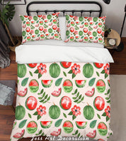3D Watermelon Floral Quilt Cover Set Bedding Set Pillowcases 16- Jess Art Decoration