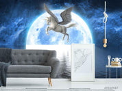 3D Moon Night Sea Pegasus Wall Mural Wallpaper LQH 134- Jess Art Decoration