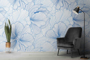 3D Blue Line Leaf Pattern Wall Mural Wallpaper GD 3025- Jess Art Decoration