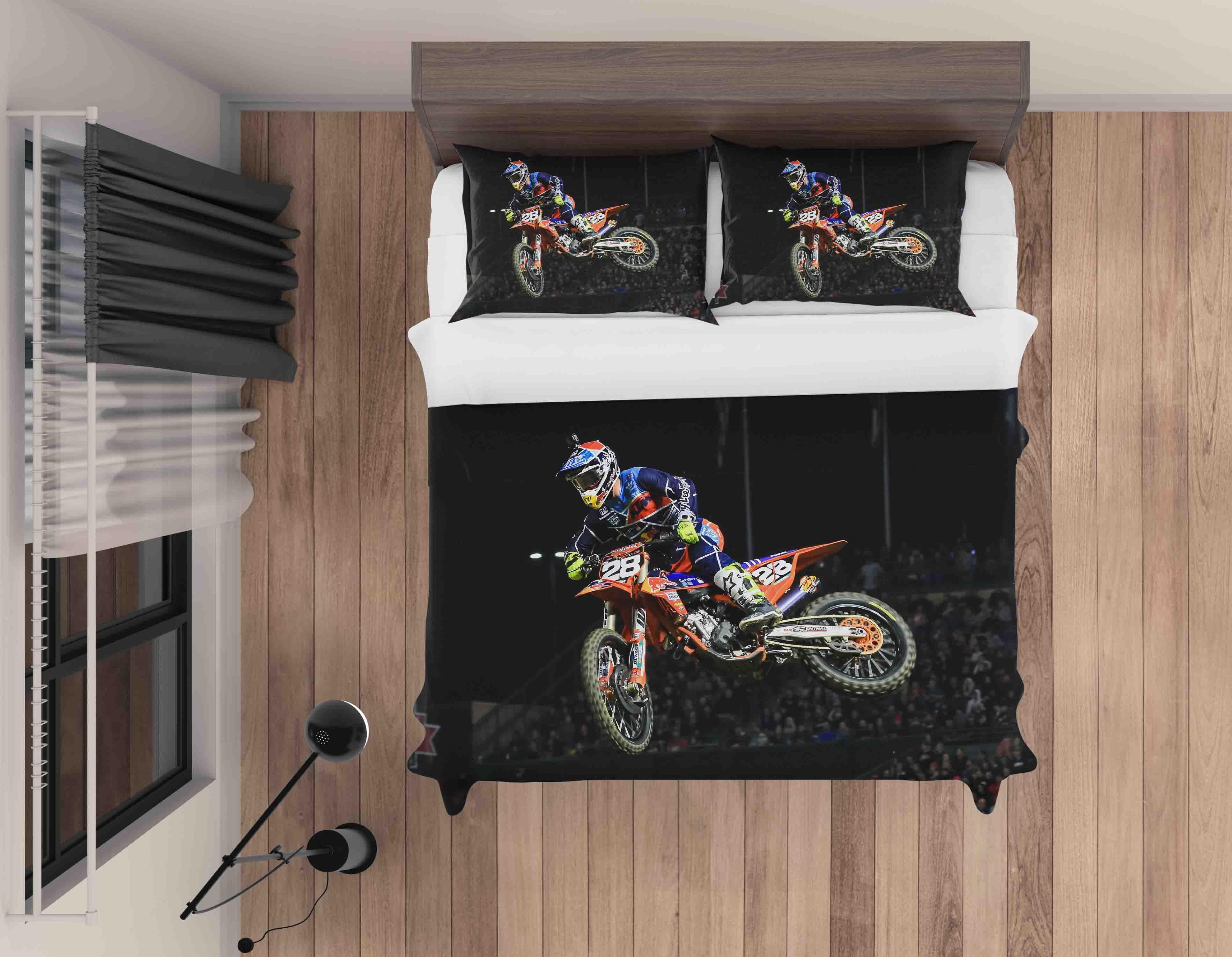 3D Dirt Bike Black Quilt Cover Set Bedding Set Pillowcases A175 LQH- Jess Art Decoration