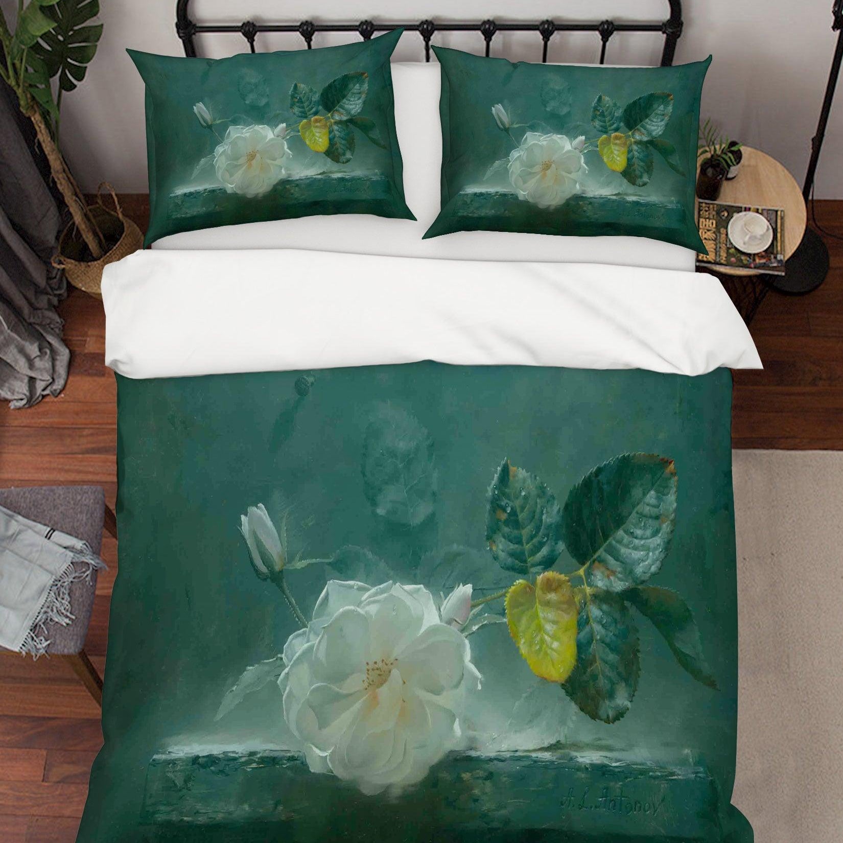 3D White Floral Quilt Cover Set Bedding Set Pillowcases 53- Jess Art Decoration