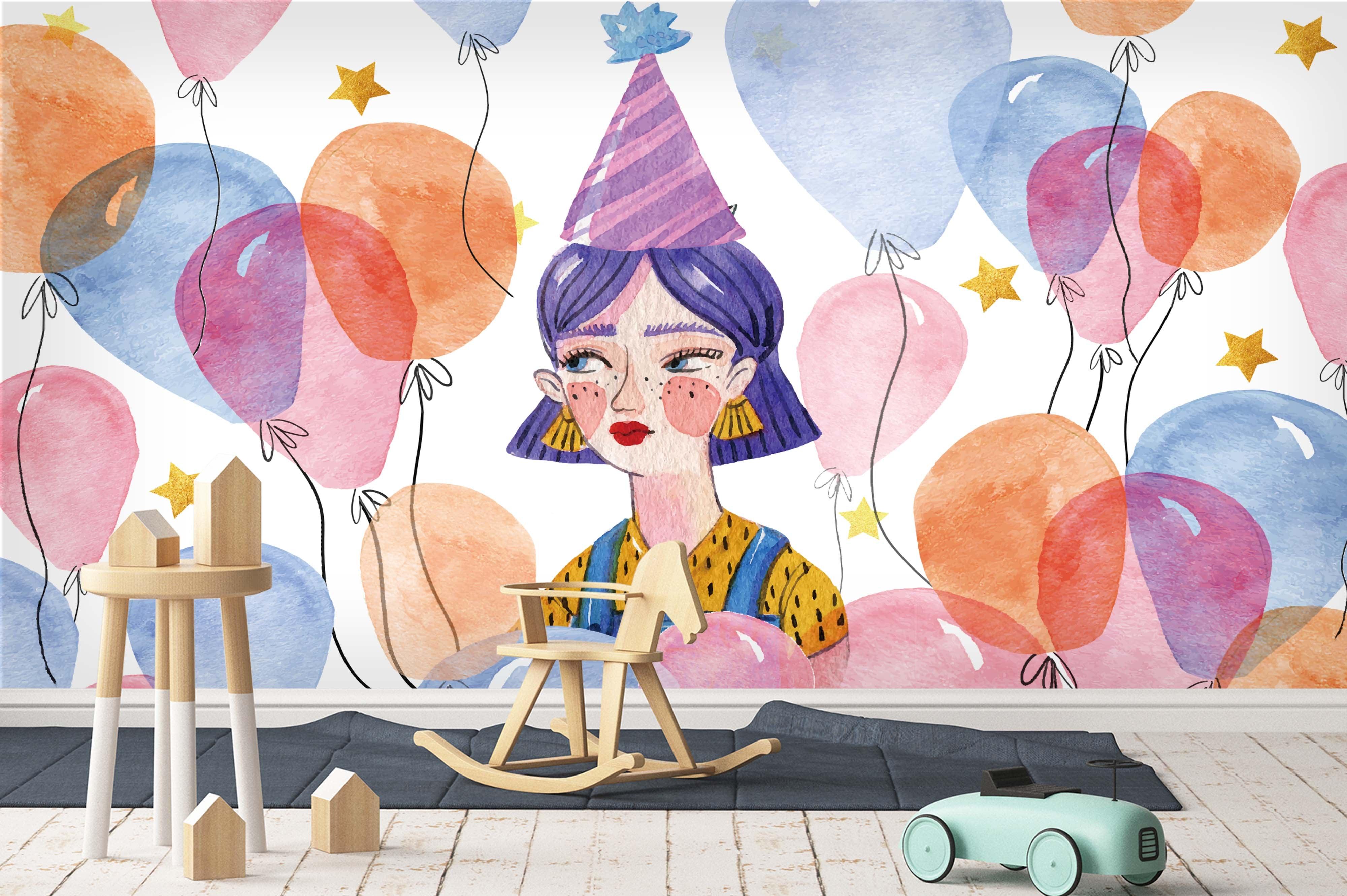 3D Balloon Beauty Girl Wall Mural Wallpaper 91- Jess Art Decoration