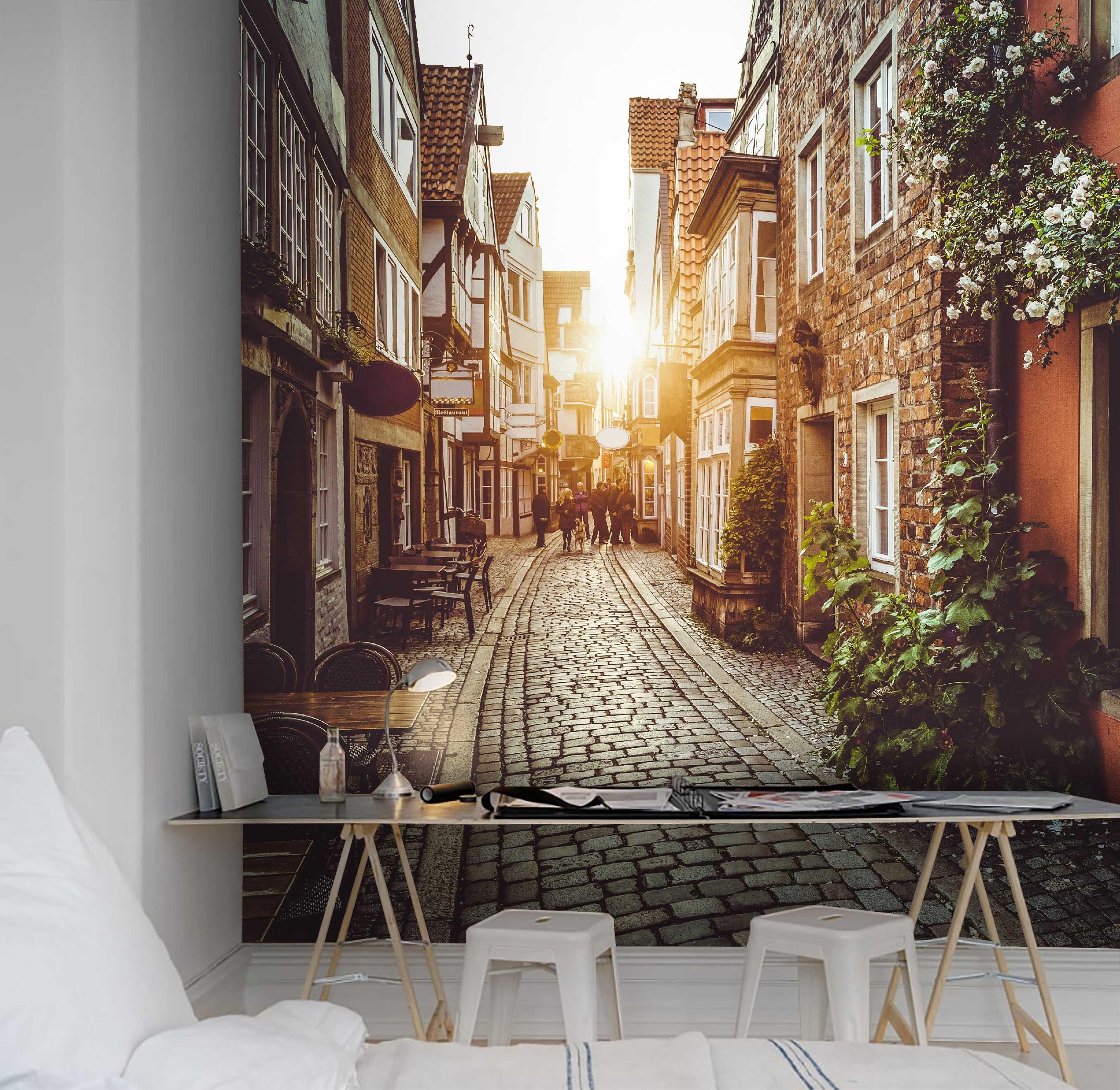 3D Street House Photo Background  Wall Mural Wallpaper 13- Jess Art Decoration