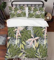 3D Green Plant Leaf Pattern Quilt Cover Set Bedding Set Pillowcases  33- Jess Art Decoration
