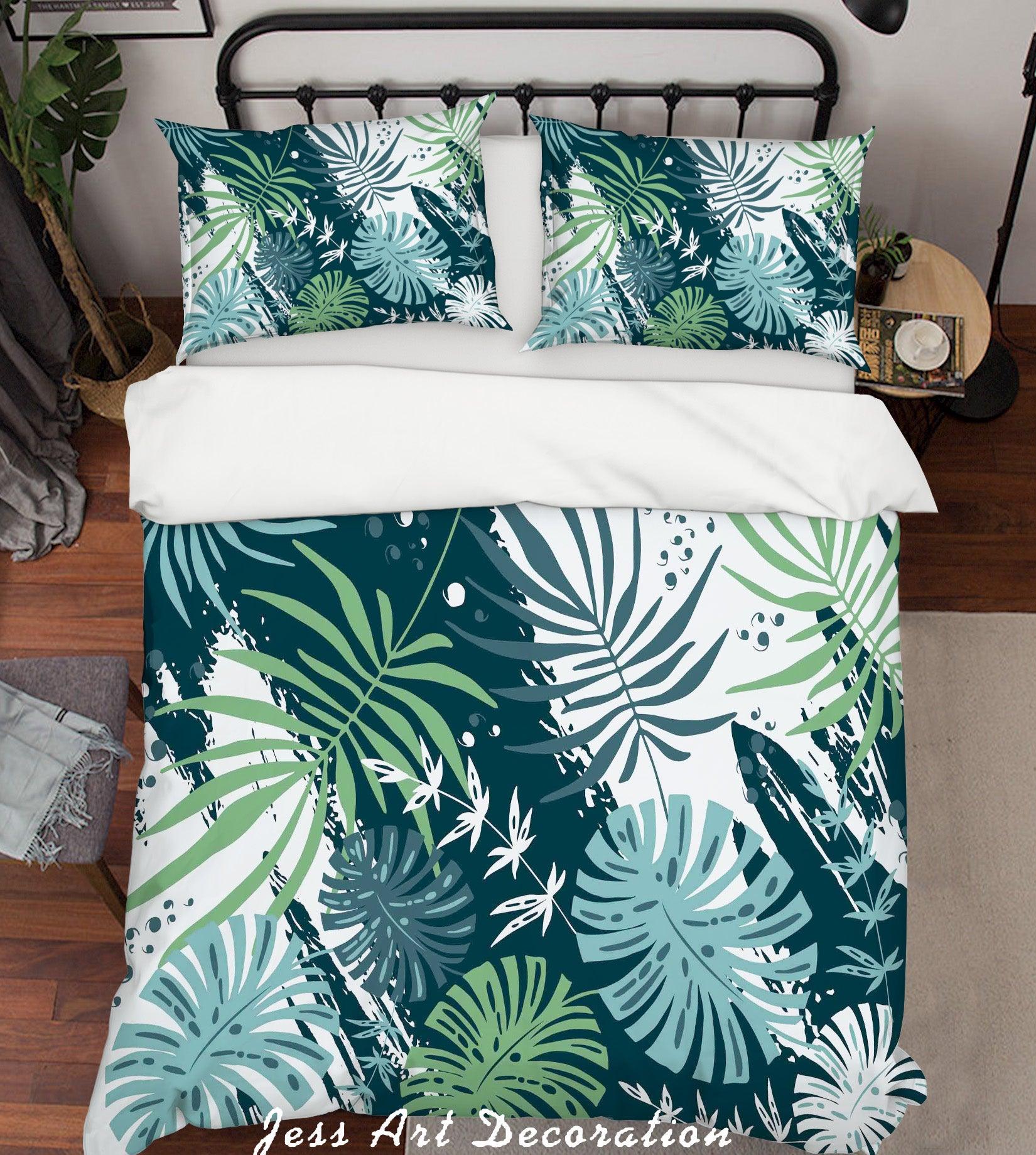 3D Green Leaves Quilt Cover Set Bedding Set Pillowcases 105- Jess Art Decoration