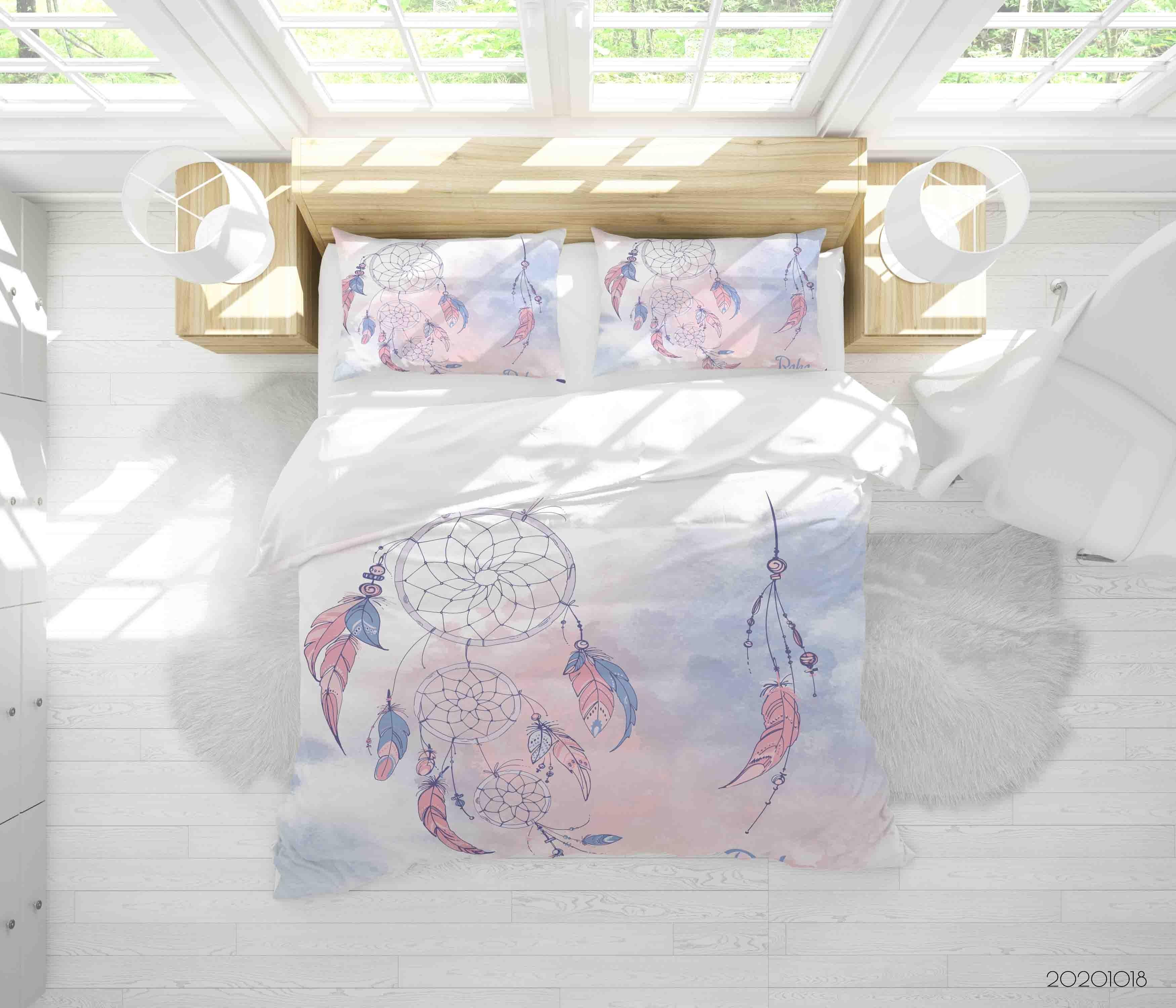 3D Watercolor Dream Catcher Quilt Cover Set Bedding Set Duvet Cover Pillowcases WJ 9740- Jess Art Decoration
