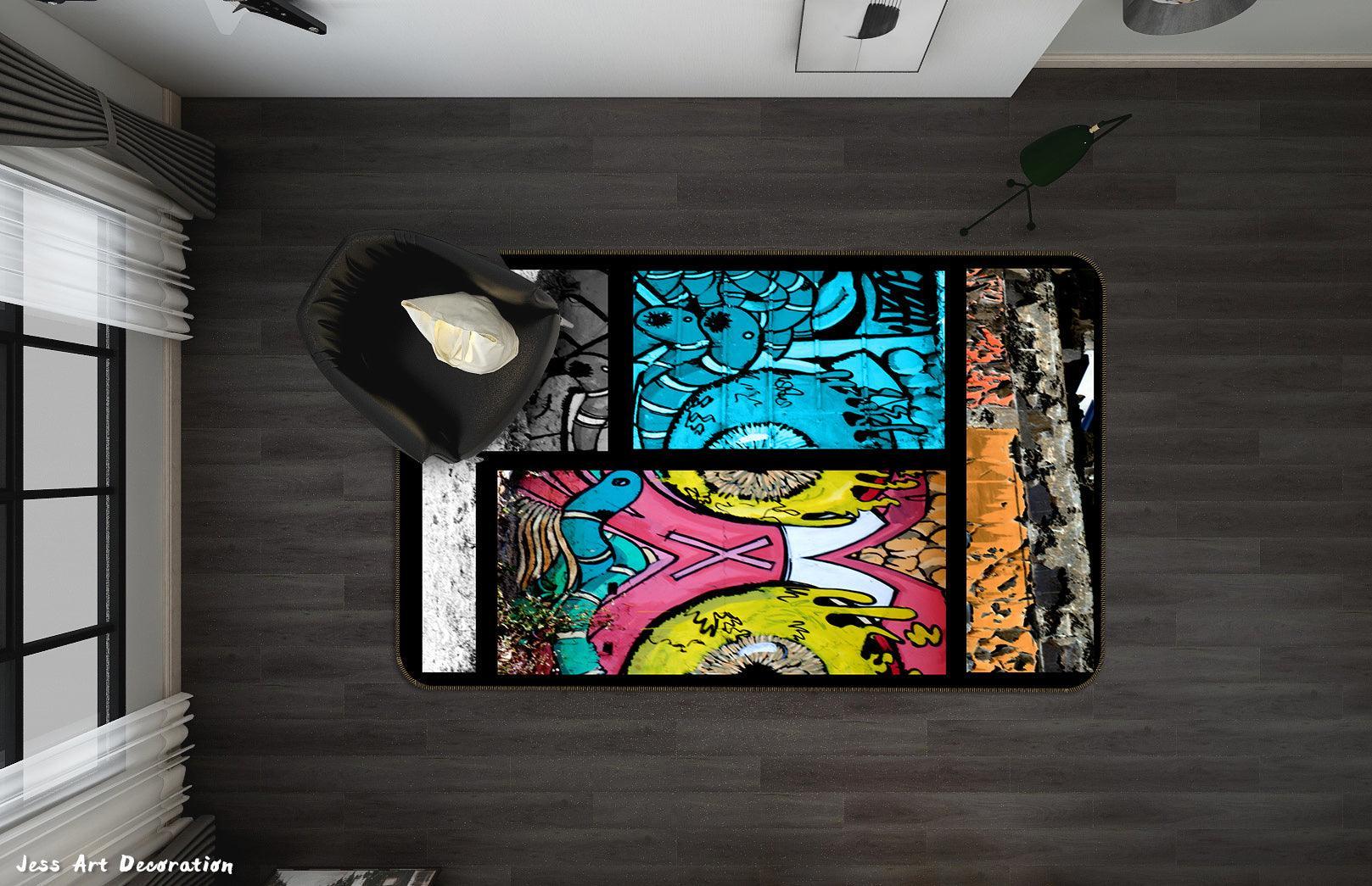 3D Abstract Graffiti Art Non-Slip Rug Mat A483 LQH- Jess Art Decoration