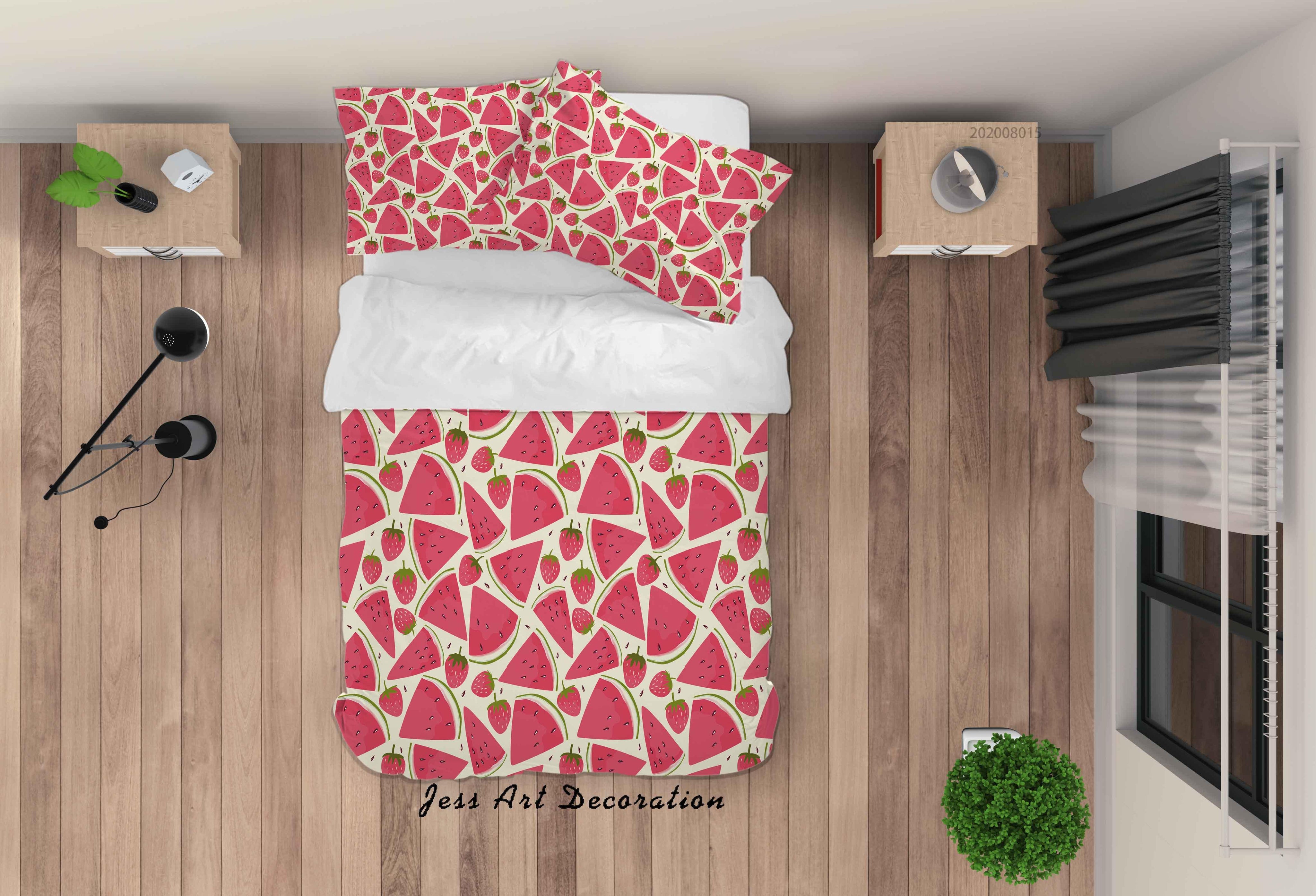3D Watermelon Strawberry Fruity Quilt Cover Set Bedding Set Duvet Cover Pillowcases LXL- Jess Art Decoration