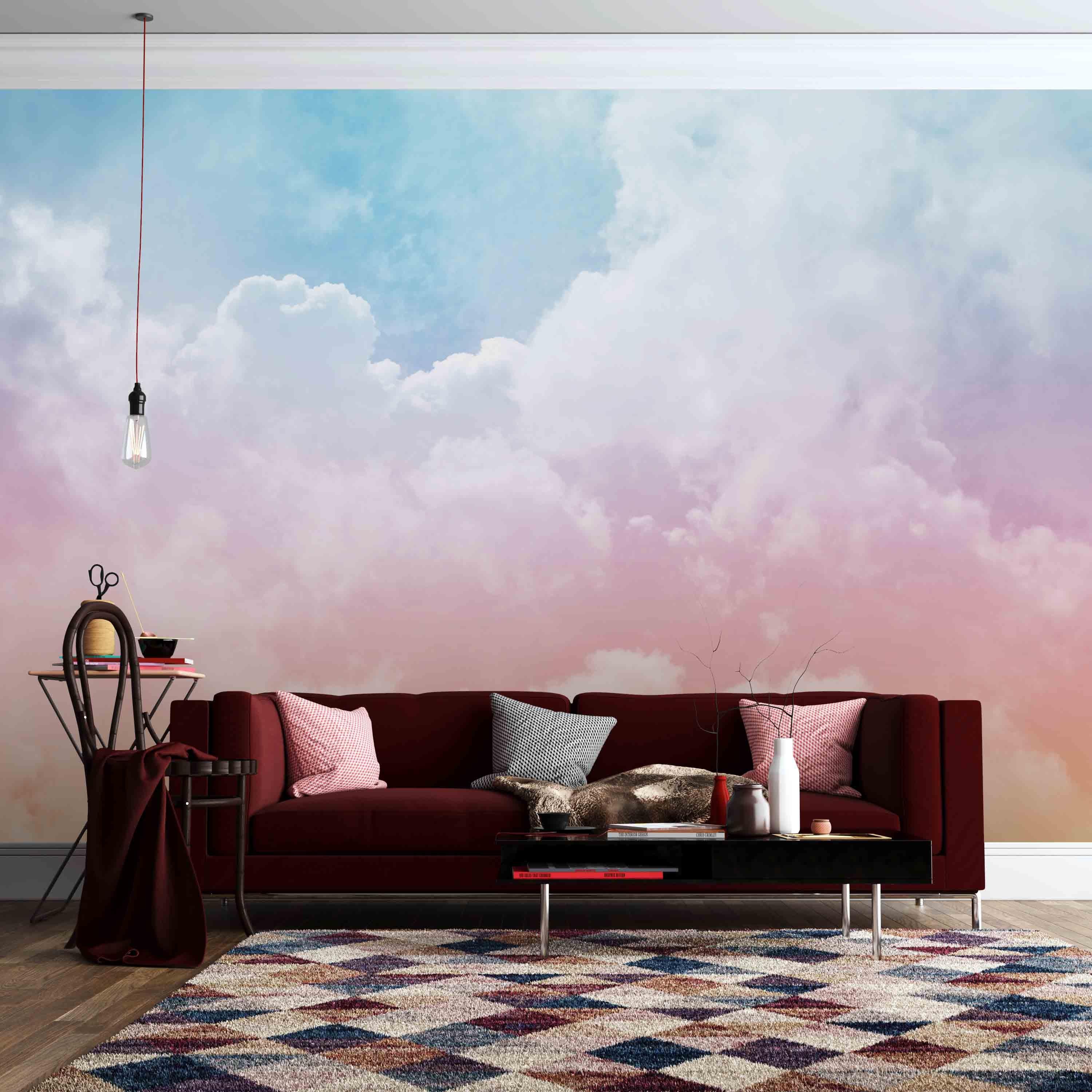 3D Sky Pink Cloud Wall Mural Wallpaper LQH 101- Jess Art Decoration