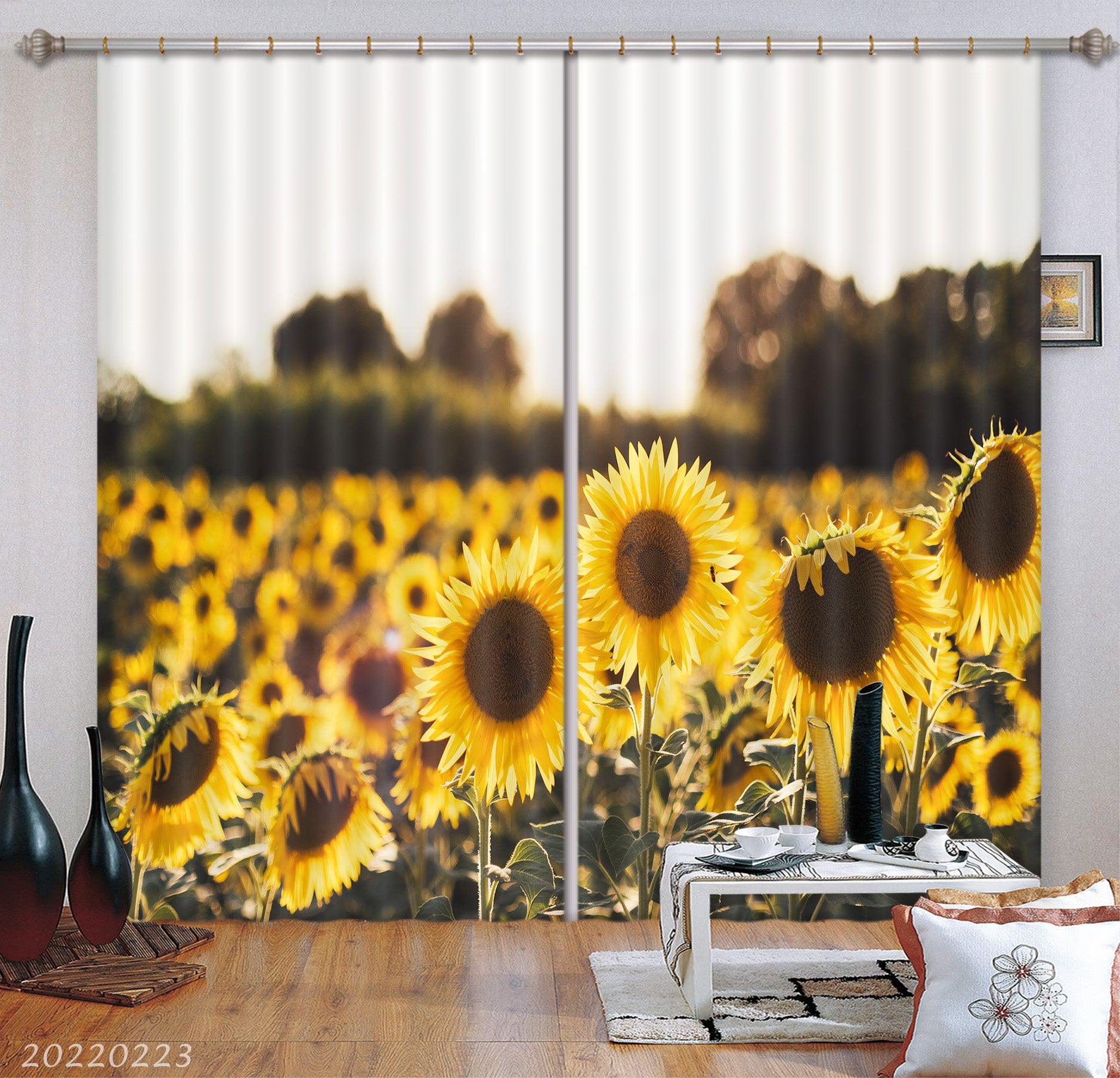 3D Yellow Sunflower Field Sunbeam Curtains and Drapes GD 2473- Jess Art Decoration