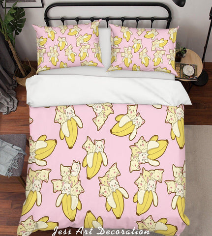 3D Color Cartoon Bananas Animals Quilt Cover Set Bedding Set Pillowcases  32- Jess Art Decoration