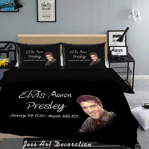 3D Rock Star Elvis Presley Quilt Cover Set Bedding Set Pillowcases 11- Jess Art Decoration