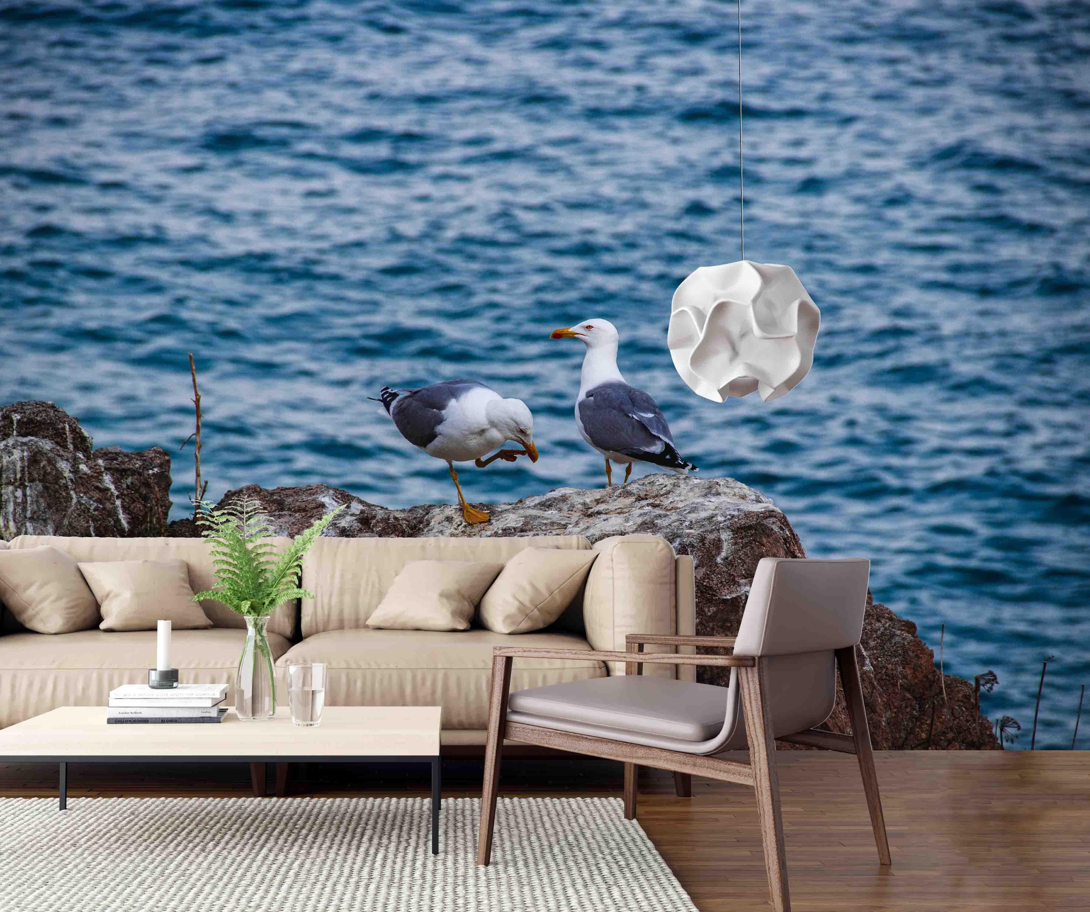 3D Blue Sea Birds Wall Mural Wallpa 17- Jess Art Decoration