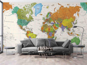 3D Colourful World Map Wall Mural Wallpaper WJ 6637- Jess Art Decoration