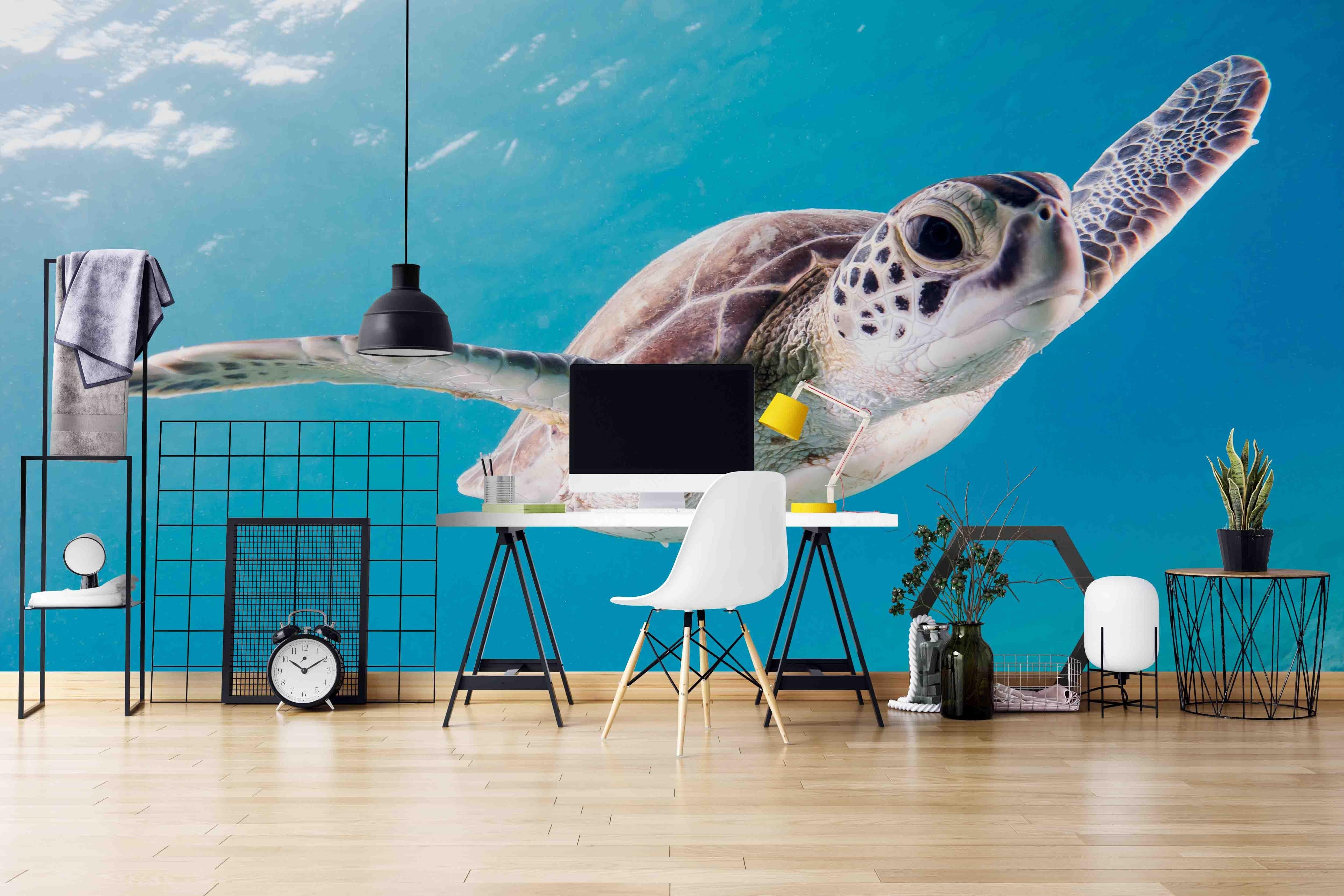 3D Blue Sea Turtle Wall Mural Wallpa  39- Jess Art Decoration