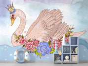 3D Swan Floral Animal swan floral nursery mural wall mural wallpaper for nursery - view 4