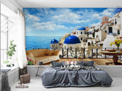 3D Santorini Sea View Santorini seaside architecture wall mural wallpaper for living room - view 3