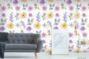 3D Watercolor Purple Floral Leaf Wall Mural Wallpaper LQH 40- Jess Art Decoration