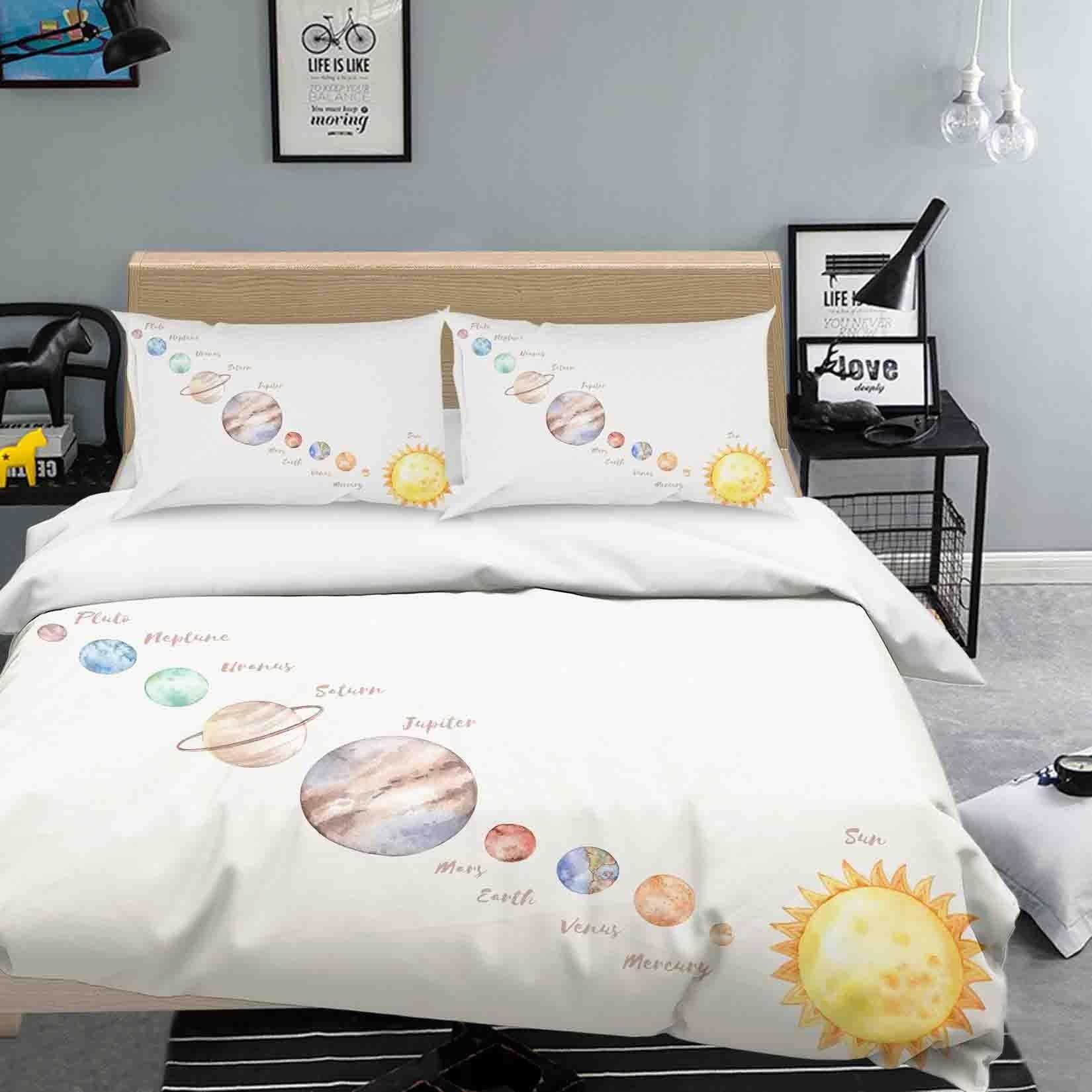3D Sun Planet Quilt Cover Set Bedding Set Duvet Cover Pillowcases SF021- Jess Art Decoration