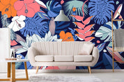 3D Tropical Blue Leaves Wall Mural Wallpaper A309 LQH- Jess Art Decoration