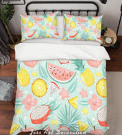 3D Watermelon Pitaya Quilt Cover Set Bedding Set Pillowcases 45- Jess Art Decoration
