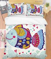 3D Hand Drawn Animal Colored Fish Quilt Cover Set Bedding Set Duvet Cover Pillowcases 146 LQH- Jess Art Decoration