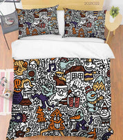 3D Cartoon Illustration Art Doodle Quilt Cover Set Bedding Set Duvet Cover Pillowcases 82- Jess Art Decoration