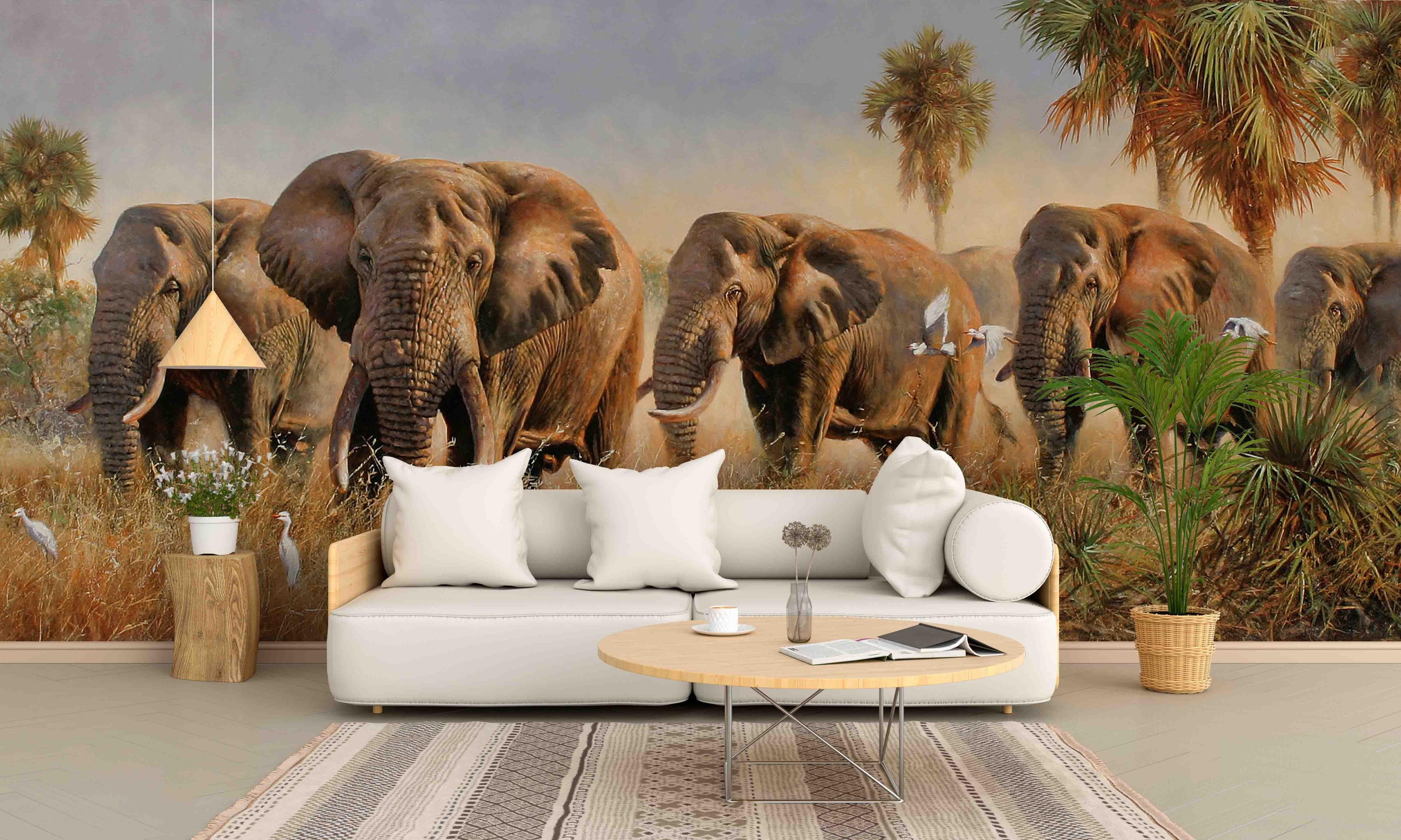 3D African Steppe Elephant Wall Mural Wallpaper 27- Jess Art Decoration