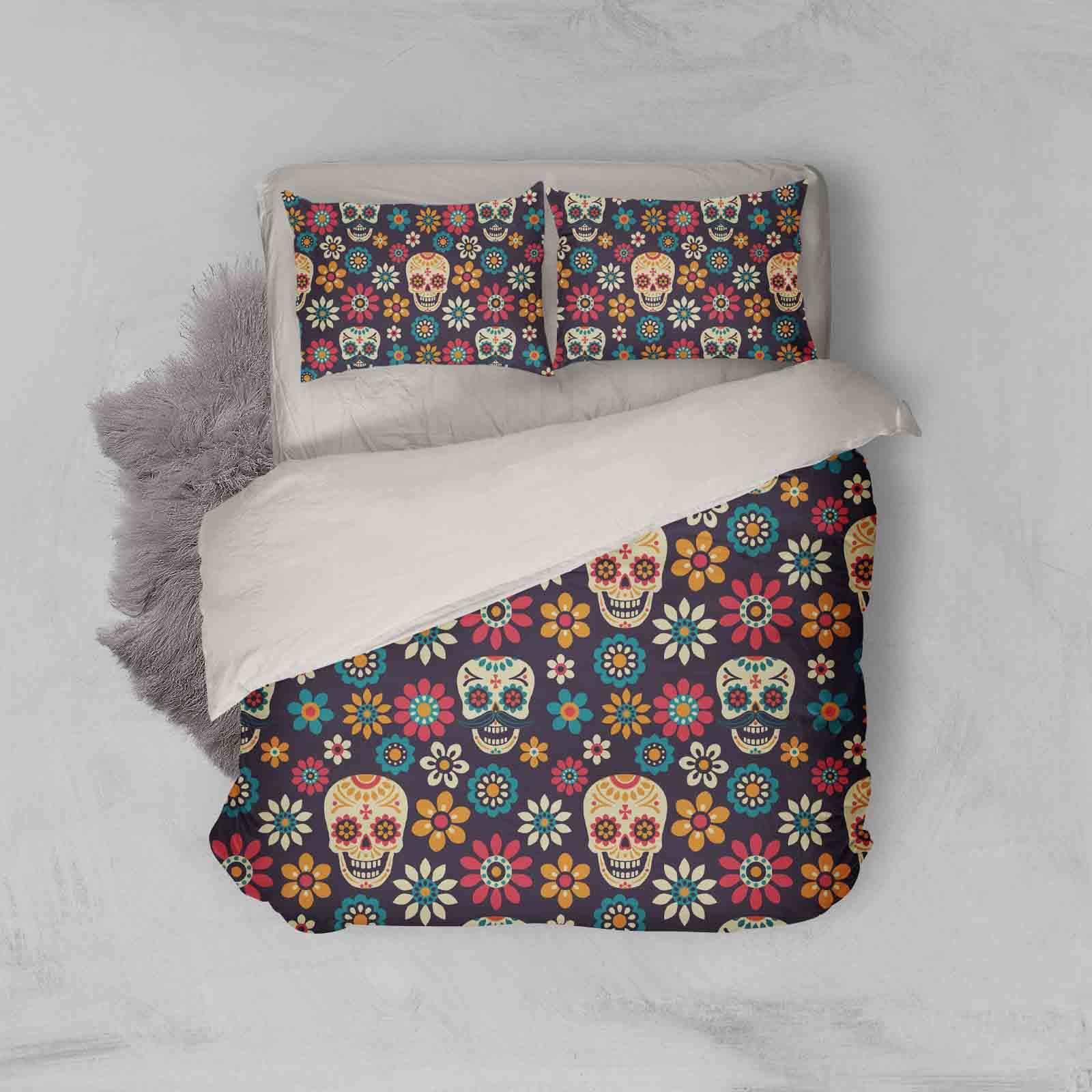 3D Colored Skull Quilt Cover Set Bedding Set Pillowcases 50- Jess Art Decoration