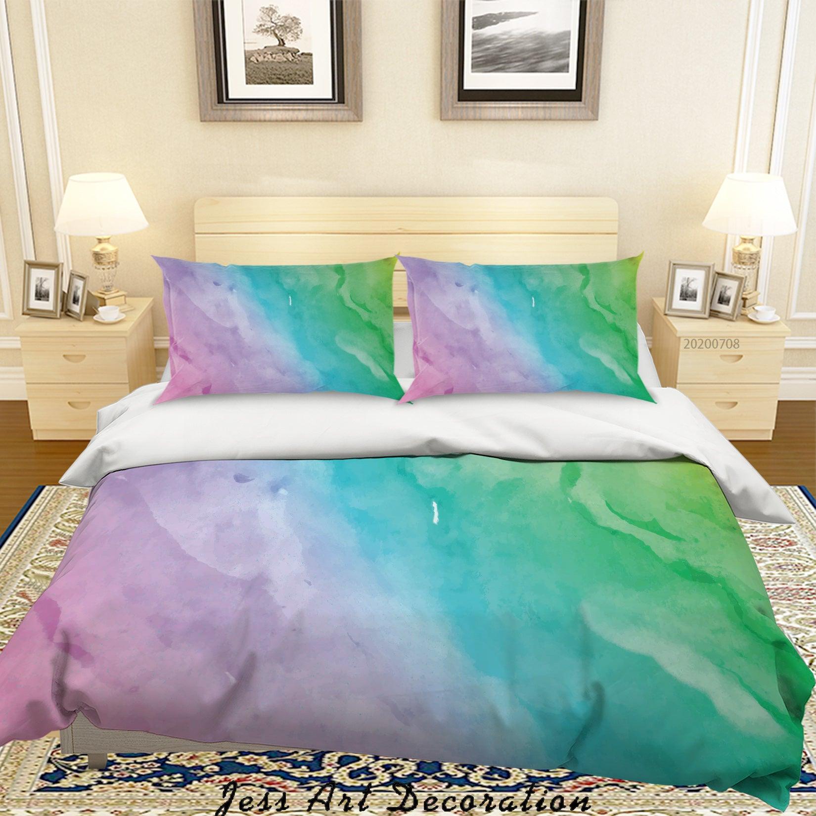 3D Watercolor Gradient Quilt Cover Set Bedding Set Duvet Cover Pillowcases SF07- Jess Art Decoration