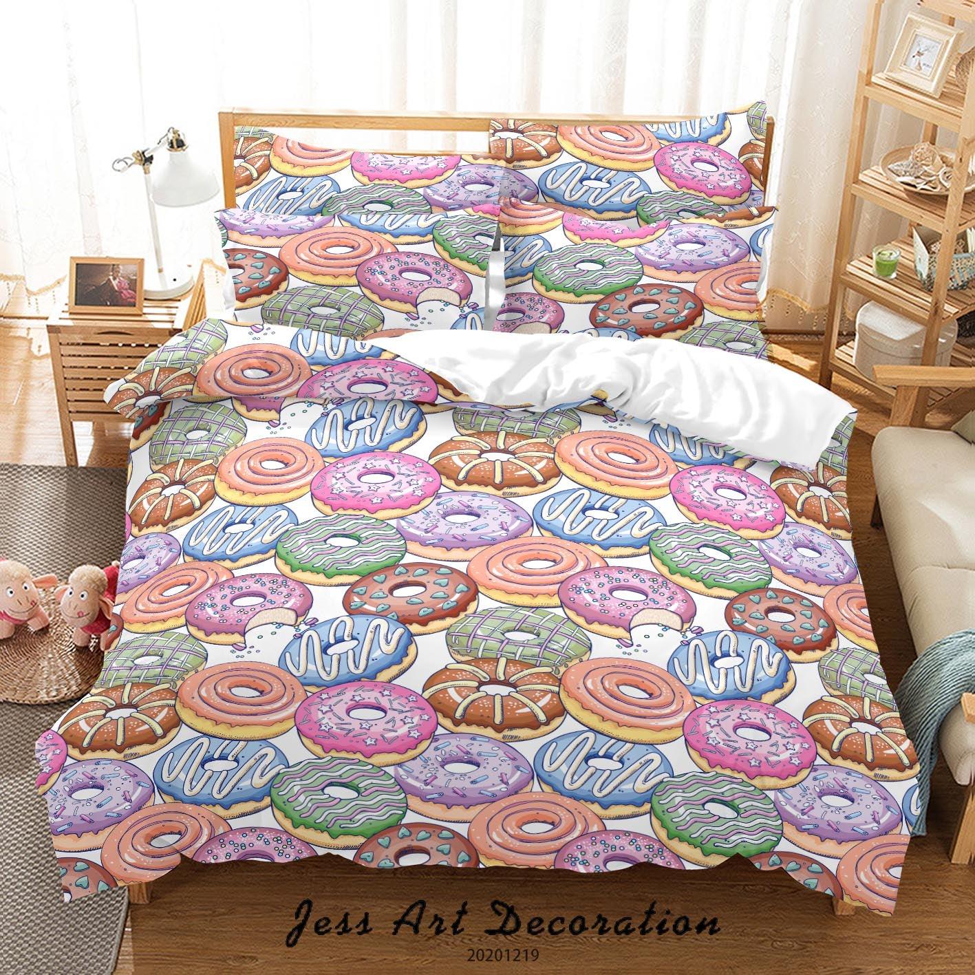 3D Hand Drawn Donuts Quilt Cover Set Bedding Set Duvet Cover Pillowcases 6- Jess Art Decoration